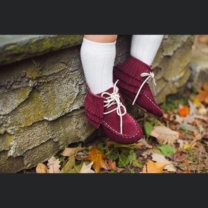 Monkey Feet Burgundy Harley Fringe Boots(4-5Y)